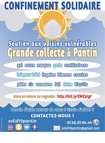 Action de solidarité à laquelle ont participé des jeunes de Pantin pendant le confinement